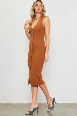 SKIES ARE BLUE Ribbed Knit Sleeveless Dress* Midi Dresses