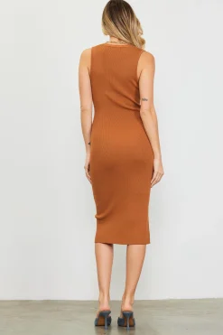 SKIES ARE BLUE Ribbed Knit Sleeveless Dress* Midi Dresses