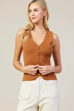 SKIES ARE BLUE Ribbed Knit Tank Vest* Sleeveless Tops