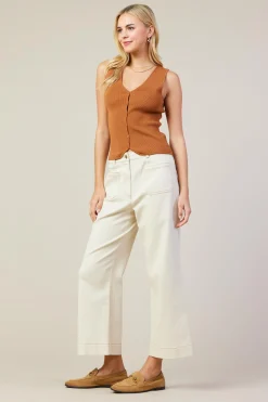 SKIES ARE BLUE Ribbed Knit Tank Vest* Sleeveless Tops