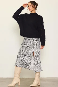 SKIES ARE BLUE Ribbed Mock Neck Sweater* Sweaters