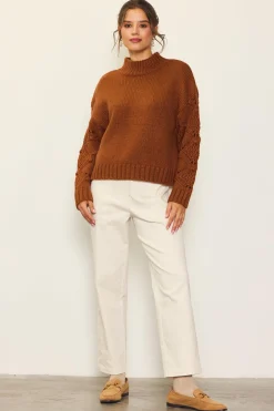 SKIES ARE BLUE Ribbed Mock Neck Sweater* Sweaters