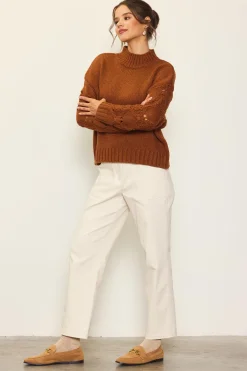 SKIES ARE BLUE Ribbed Mock Neck Sweater* Sweaters