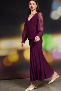 SKIES ARE BLUE Rowan Knit Pleated Midi Skirt* Skirts