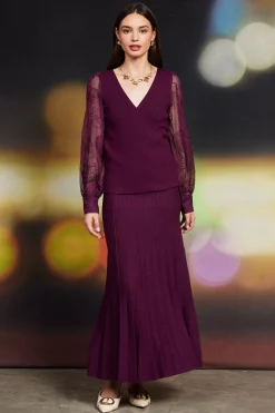 SKIES ARE BLUE Rowan Sweater Floral Embroidery Sleeves* Sweaters