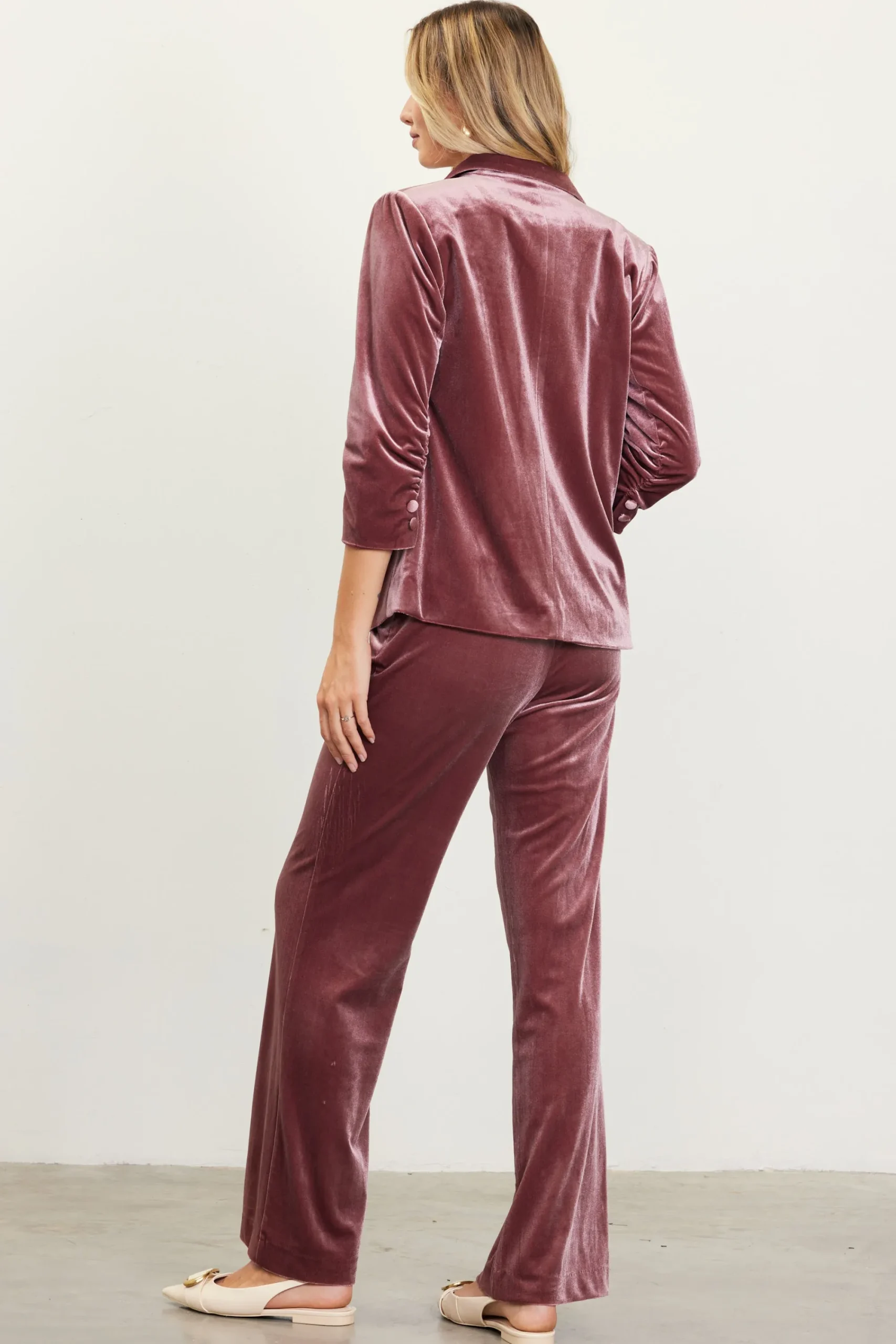 SKIES ARE BLUE Ruched Velvet Blazer* Blazers