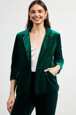 SKIES ARE BLUE Ruched Velvet Blazer* Blazers