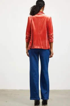 SKIES ARE BLUE Ruched Velvet Blazer* Blazers