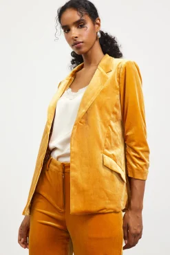 SKIES ARE BLUE Ruched Velvet Blazer* Blazers