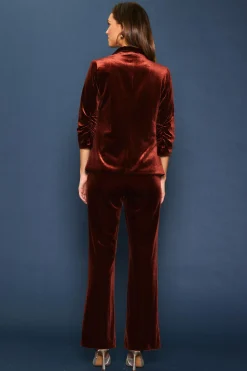 SKIES ARE BLUE Ruched Velvet Blazer* Blazers