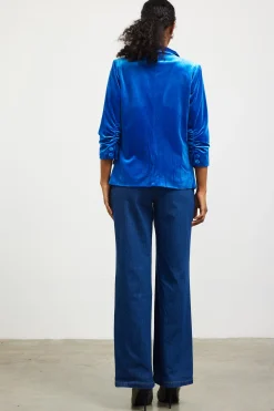 SKIES ARE BLUE Ruched Velvet Blazer* Blazers