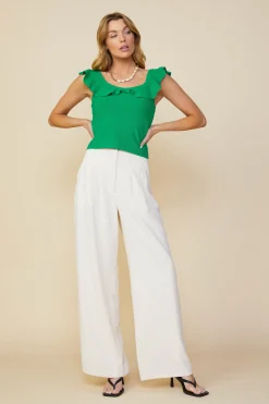 SKIES ARE BLUE Ruffle Detail Knit Top* Sleeveless Tops