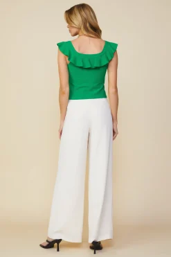 SKIES ARE BLUE Ruffle Detail Knit Top* Sleeveless Tops