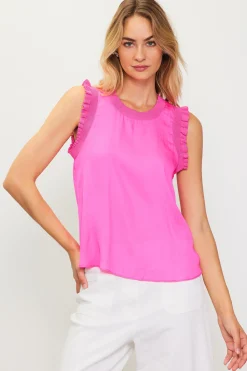 SKIES ARE BLUE Ruffle Detail Woven Top* Sleeveless Tops