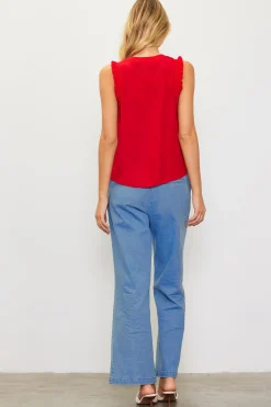 SKIES ARE BLUE Ruffle Detail Woven Top* Sleeveless Tops