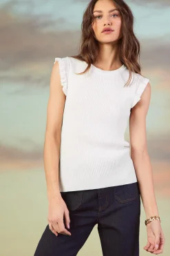 SKIES ARE BLUE Ruffle Sleeve Knit Top* Sleeveless Tops