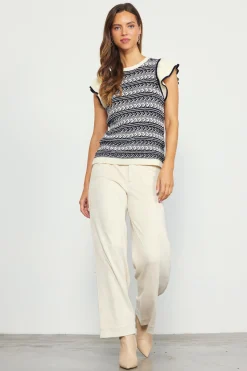 SKIES ARE BLUE Ruffle Sleeve Sweater* Short Sleeve Tops|Sweaters