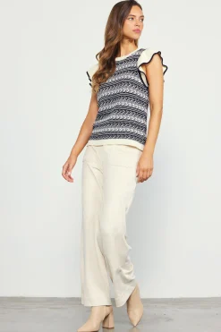 SKIES ARE BLUE Ruffle Sleeve Sweater* Short Sleeve Tops|Sweaters