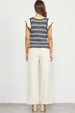 SKIES ARE BLUE Ruffle Sleeve Sweater* Short Sleeve Tops|Sweaters