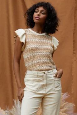 SKIES ARE BLUE Ruffle Sleeve Sweater* Short Sleeve Tops|Sweaters