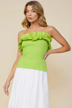 SKIES ARE BLUE Ruffled Strapless Top* Sleeveless Tops