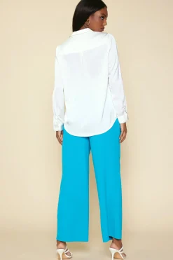 SKIES ARE BLUE Satin Button Down Shirt* Blouses|Long Sleeve Tops