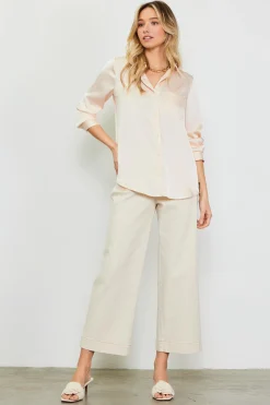 SKIES ARE BLUE Satin Button Down Top* Blouses