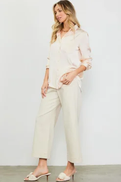 SKIES ARE BLUE Satin Button Down Top* Blouses