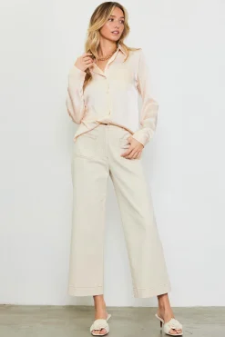 SKIES ARE BLUE Satin Button Down Top* Blouses