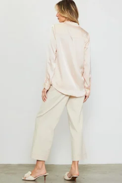 SKIES ARE BLUE Satin Button Down Top* Blouses