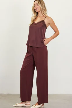 SKIES ARE BLUE Satin Lace Detail Cami* Sleeveless Tops