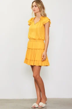 SKIES ARE BLUE Satin Ruffled Sleeve Mini Dress* Mini Dresses