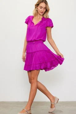 SKIES ARE BLUE Satin Ruffled Sleeve Mini Dress* Mini Dresses