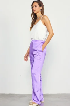SKIES ARE BLUE Satin Straight Leg Pant* Pants