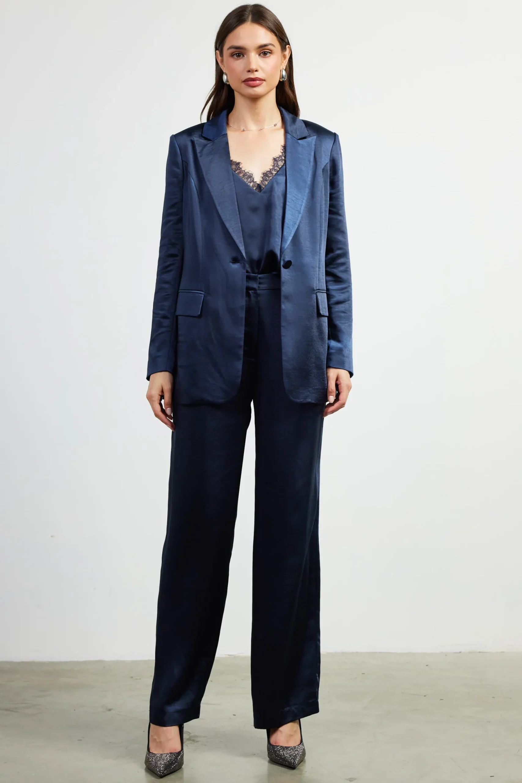 SKIES ARE BLUE Satin Tailored Blazer* Blazers