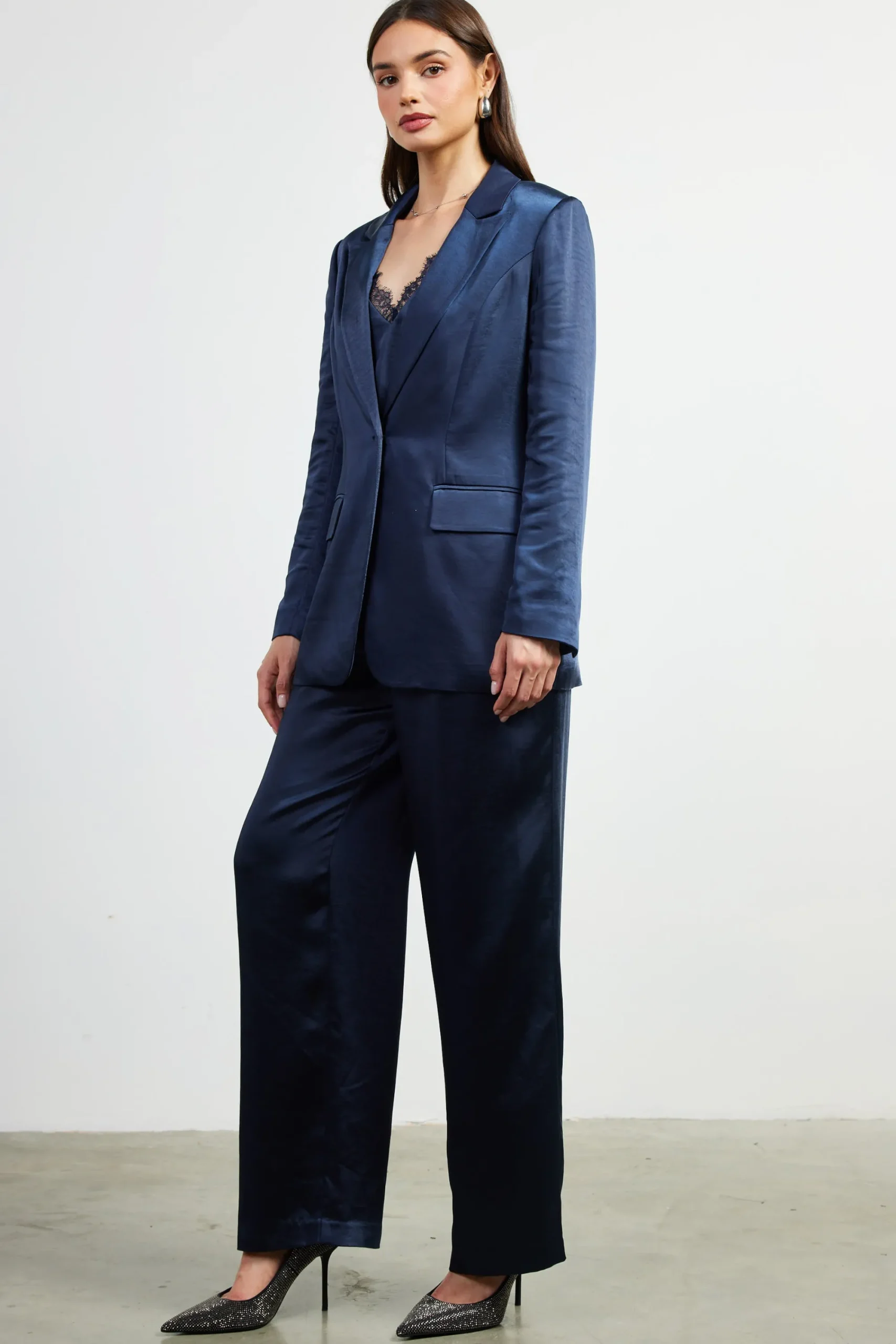 SKIES ARE BLUE Satin Tailored Blazer* Blazers