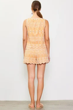 SKIES ARE BLUE Scallop Trim Embroidered Top* Sleeveless Tops