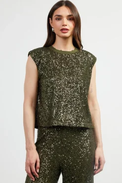 SKIES ARE BLUE Sequin Bubble Muscle Tank* Sleeveless Tops