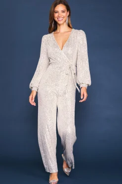 SKIES ARE BLUE Sequin Wrap Jumpsuit* Jumpsuits