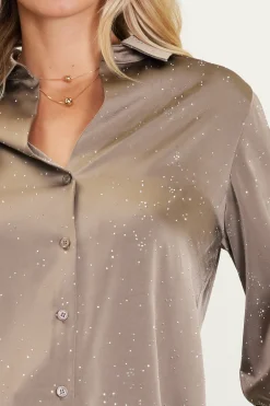 SKIES ARE BLUE Shimmery Button Down Blouse* Blouses|Long Sleeve Tops