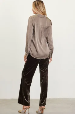 SKIES ARE BLUE Shimmery Button Down Blouse* Blouses|Long Sleeve Tops