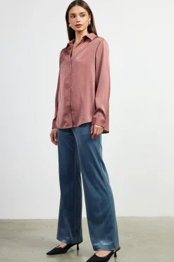 SKIES ARE BLUE Shimmery Button Down Blouse* Blouses|Long Sleeve Tops