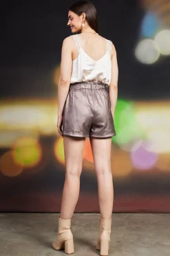 SKIES ARE BLUE Shimmery Paperbag Shorts* Shorts