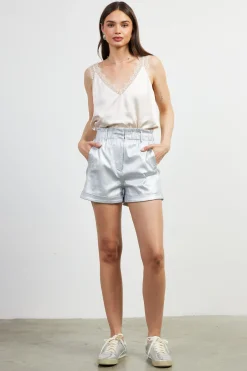 SKIES ARE BLUE Shimmery Paperbag Shorts* Shorts