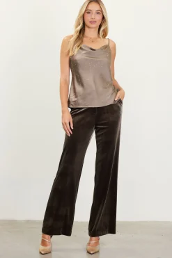 SKIES ARE BLUE Shimmery Satin Cowl Neck Cami* Sleeveless Tops