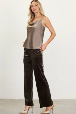 SKIES ARE BLUE Shimmery Satin Cowl Neck Cami* Sleeveless Tops