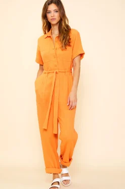 SKIES ARE BLUE Short Sleeve Gauze Jumpsuit* Jumpsuits