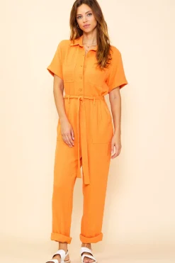 SKIES ARE BLUE Short Sleeve Gauze Jumpsuit* Jumpsuits