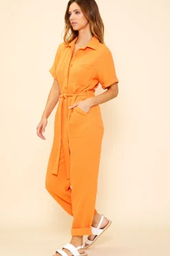 SKIES ARE BLUE Short Sleeve Gauze Jumpsuit* Jumpsuits
