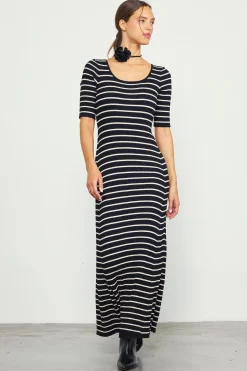 SKIES ARE BLUE Short Sleeve Striped Knit Maxi Dress* Maxi Dresses